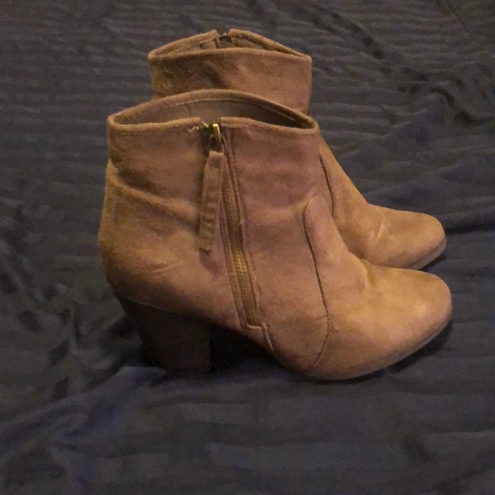 Taupe Booties with side zipper